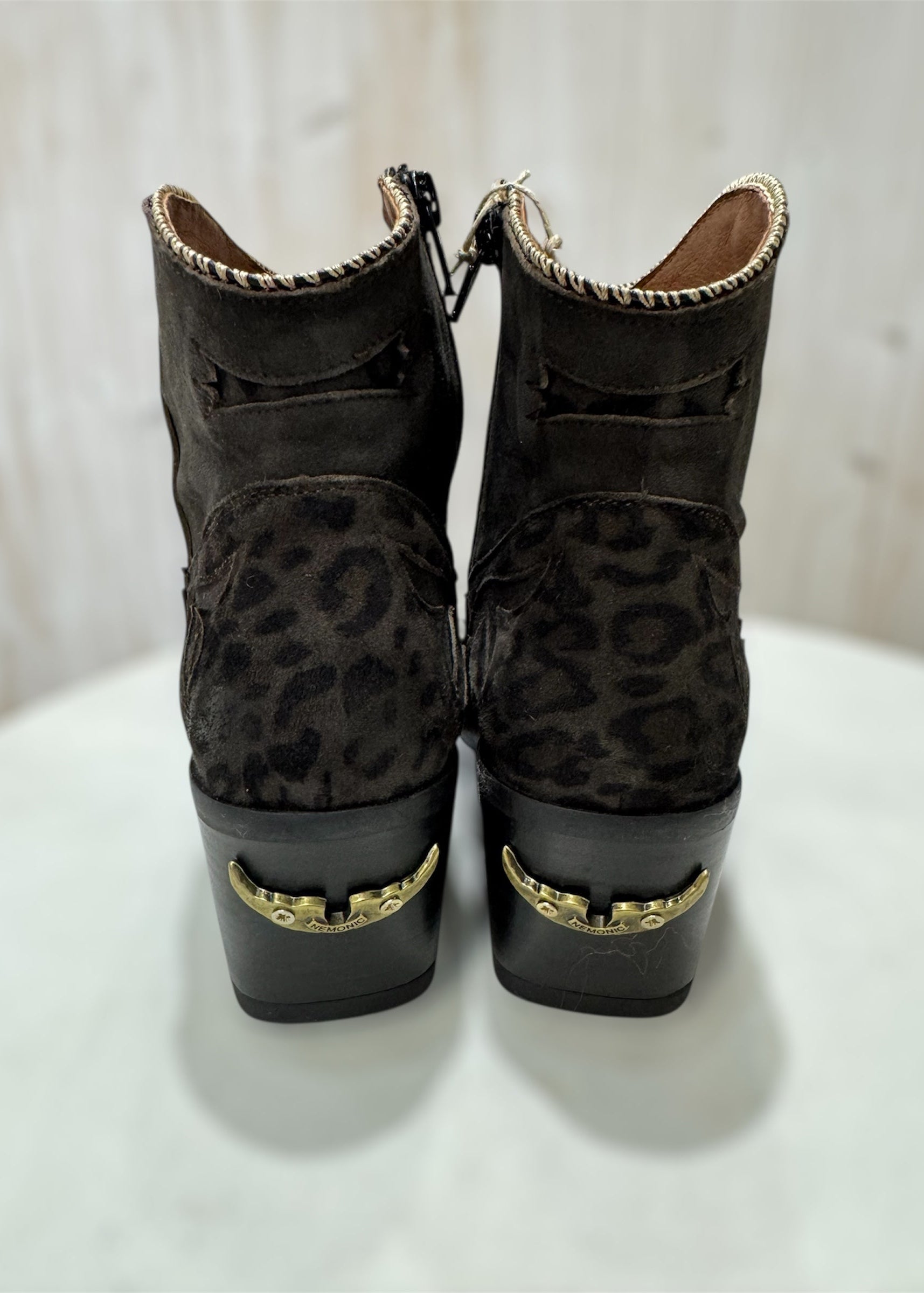 Atlanta Leather Ankle Boots in Leopard Suede