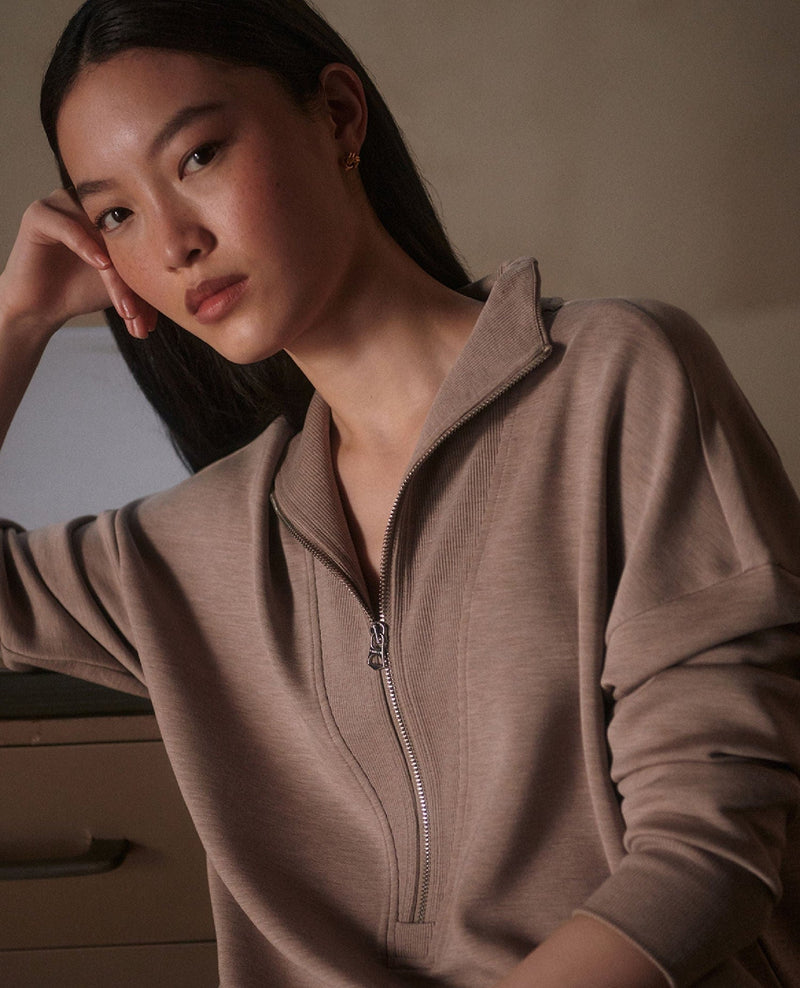 Masie Longline Sweat Taupe Marl