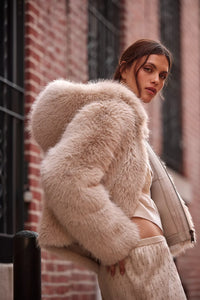 Louder Please Hooded Faux Fur Jacket-Free People-OutDazl
