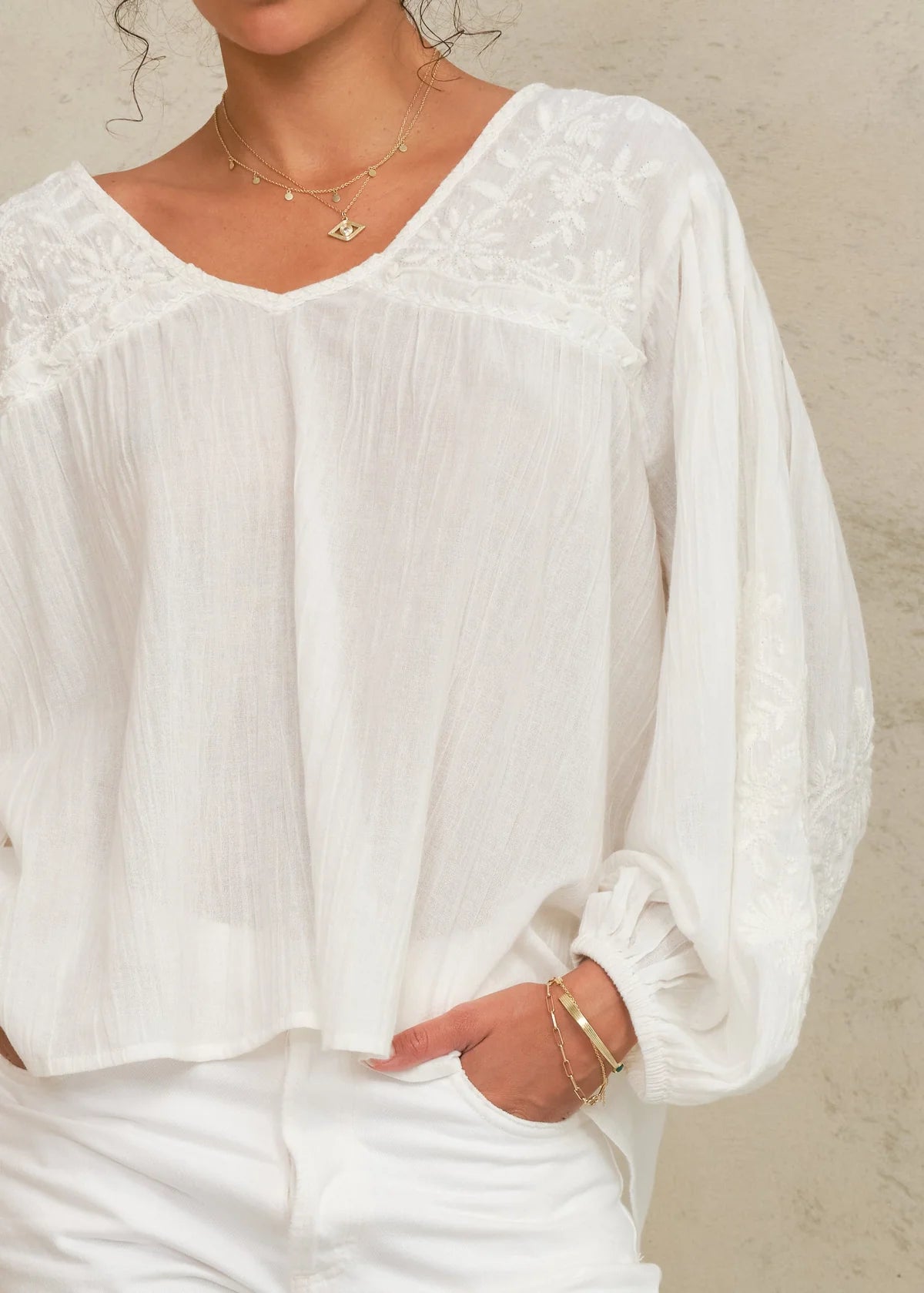 Loren Embroidered Top-Mabe-OutDazl