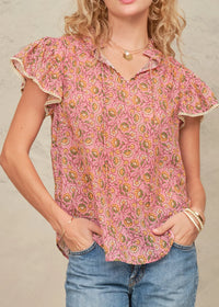 Mabe Ceci Print Short Sleeve Top-Mabe-OutDazl