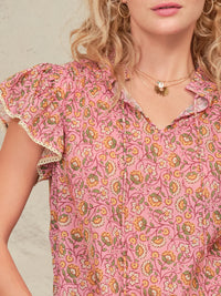 Mabe Ceci Print Short Sleeve Top-Mabe-OutDazl