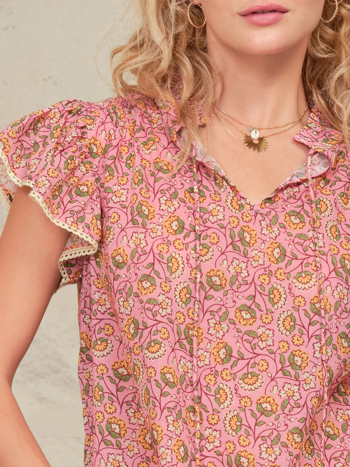 Mabe Ceci Print Short Sleeve Top-Mabe-OutDazl
