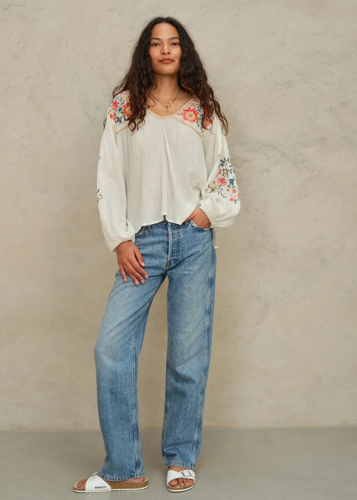 Loren Printed Embroidered Top