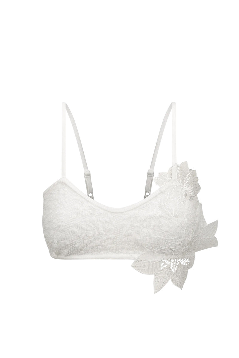 White Lace Crop Top Island