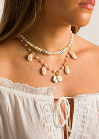 Imelda Short Necklace with Mother of pearl charms
