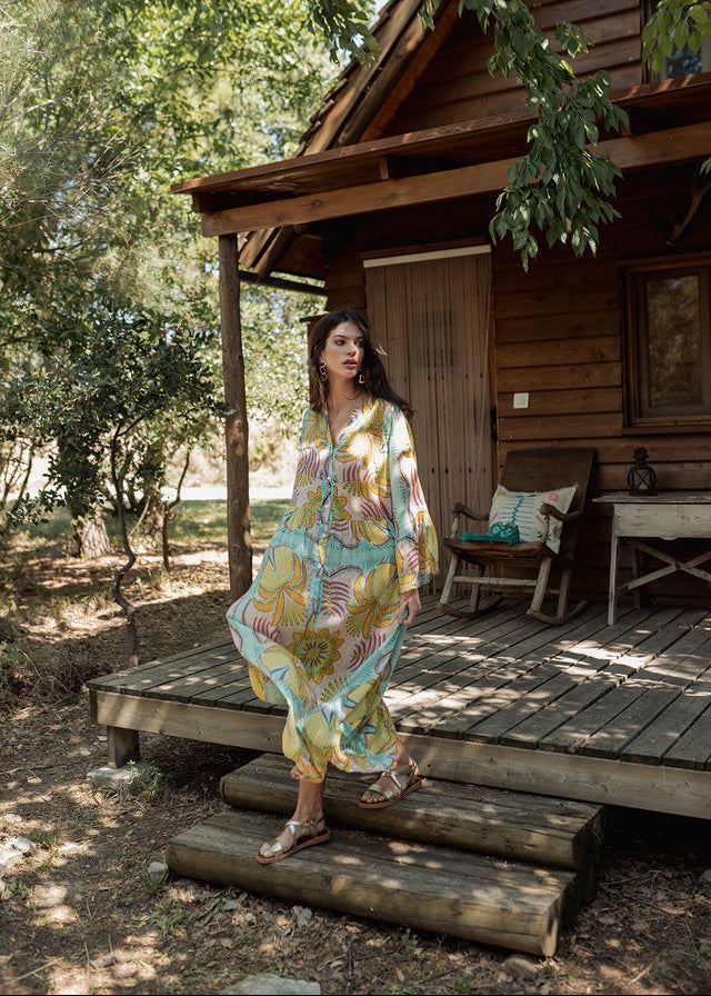 Maxi Kaftan Dress Marrakech Aqua-Piti Cuiti-OutDazl