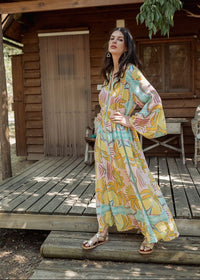 Maxi Kaftan Dress Marrakech Aqua-Piti Cuiti-OutDazl