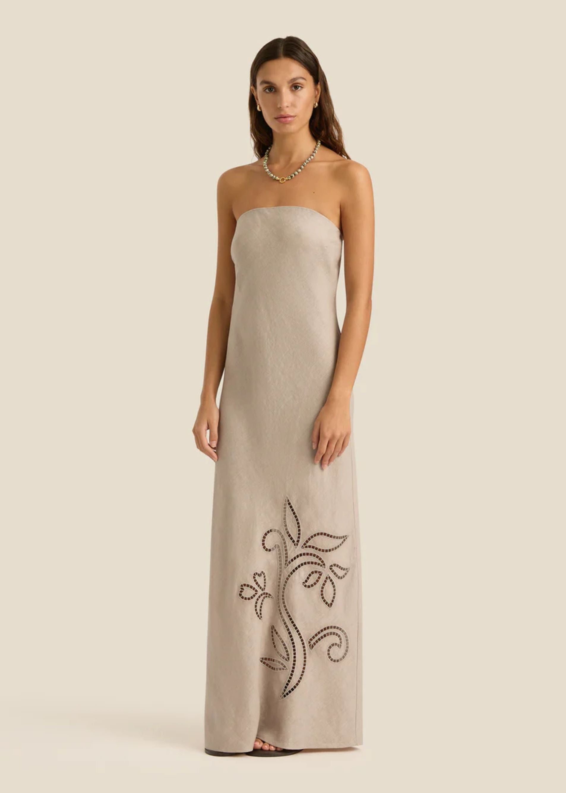 Linen Bandeau Broderie Dress Maeve