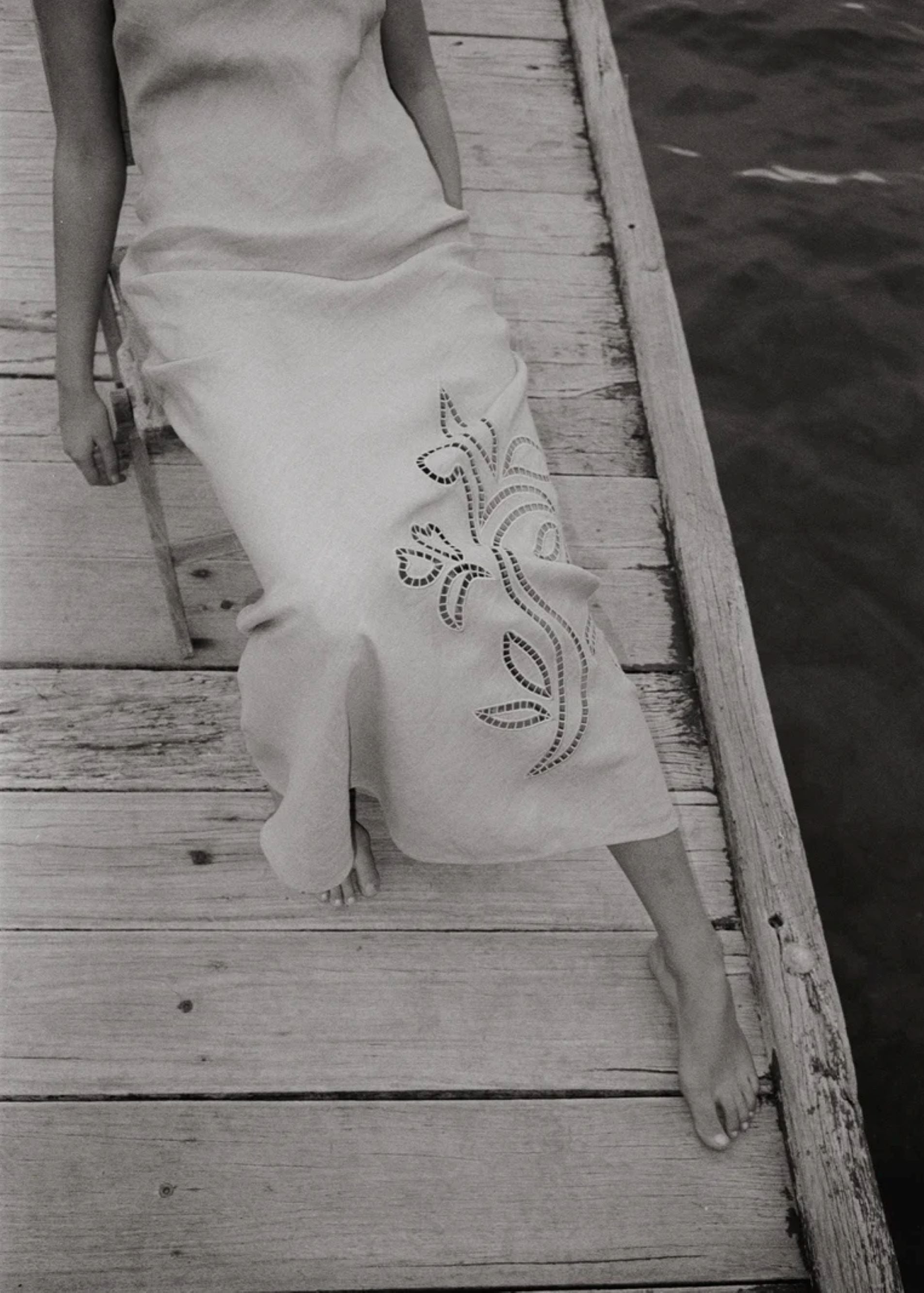 Linen Bandeau Broderie Dress Maeve