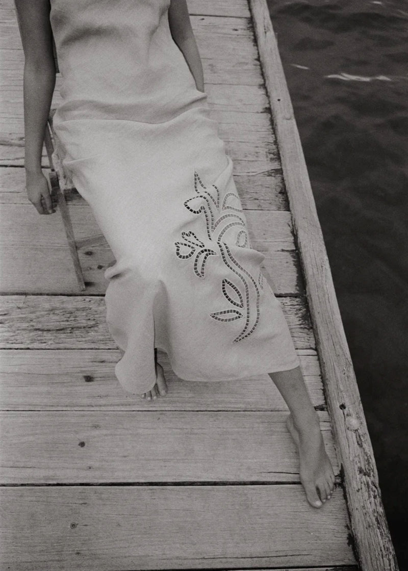 Linen Bandeau Broderie Dress Maeve