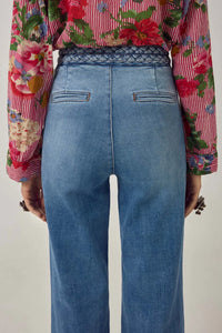 Soft Flare Leg Denim Pants Braid-Maison Hotel-OutDazl