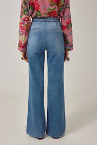 Soft Flare Leg Denim Pants Braid-Maison Hotel-OutDazl