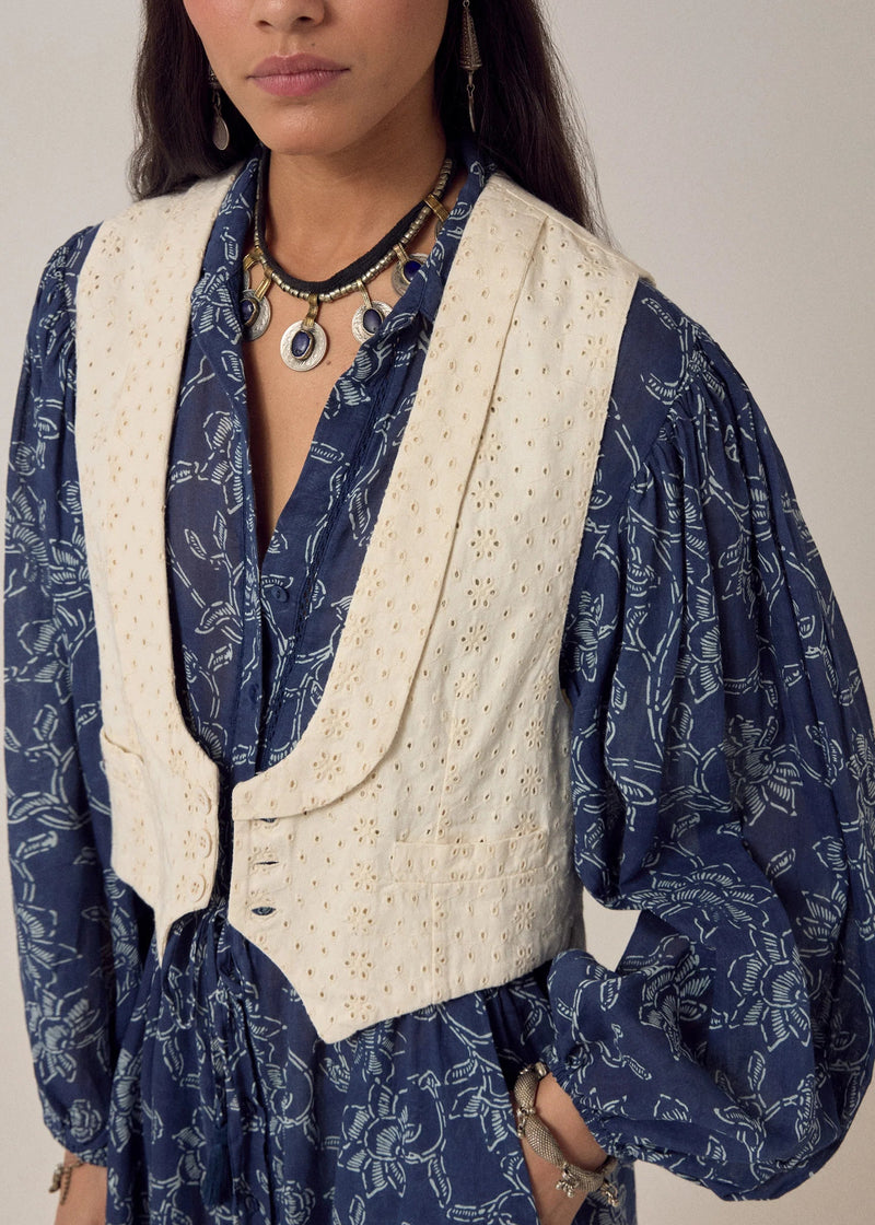 Embroidered Ciel Florence Vest-Maison Hotel-OutDazl