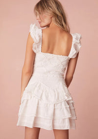 White Marsinia Smocked Mini Dress