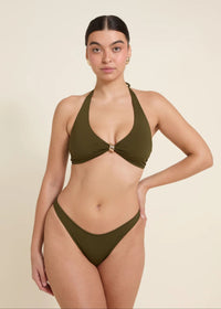 High Cut Leg Maui Bikini Bottom Juniper Green