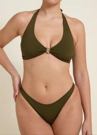 High Cut Leg Maui Bikini Bottom Juniper Green