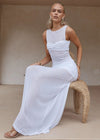 Mesh Maxi Meila Skirt in White