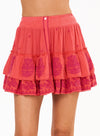 Mabe Embroidered Mini Skirt in Coral