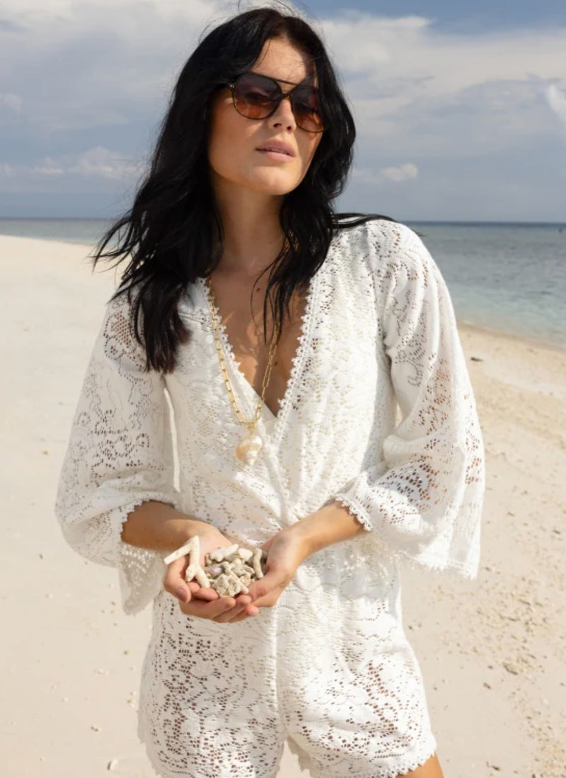 Lace Romper Oasis S/M White