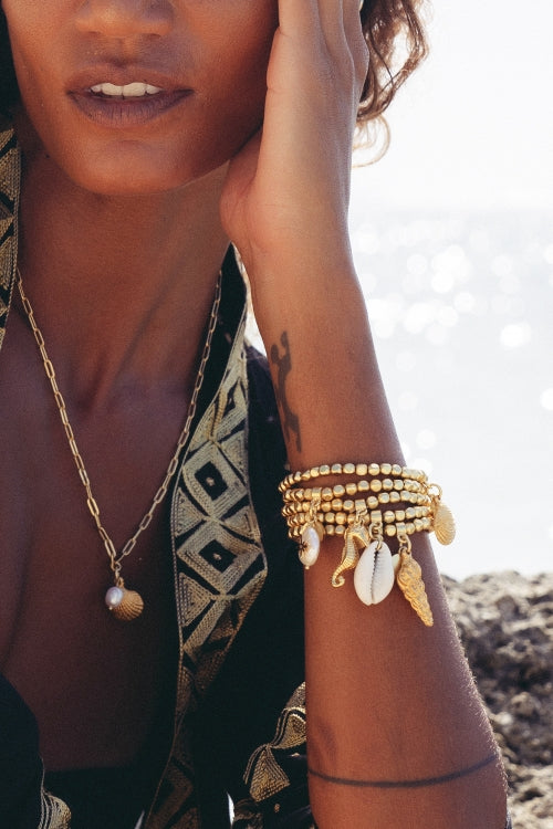 Matilda Elastic Beaded Bracelet with Charm