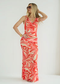 Mesh Skirt Lucia in Coral Print