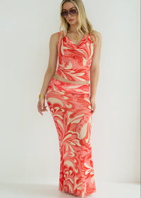 Mesh Skirt Lucia in Coral Print