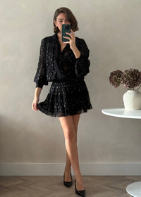 Lace Trimmed Mini Dress Moncur in Black Lurex