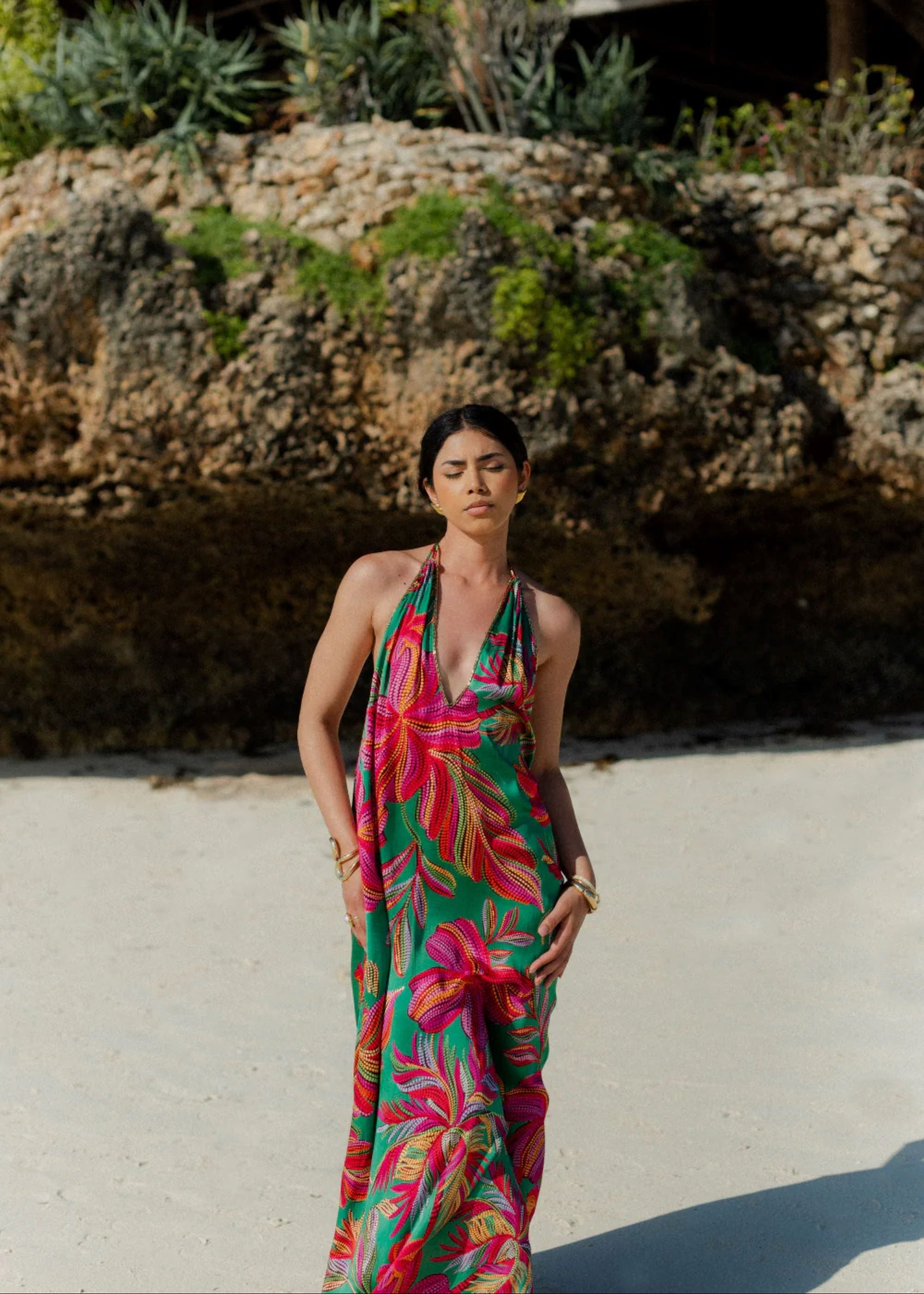 Halterneck Natasha Maxi Dress-Sundress-OutDazl