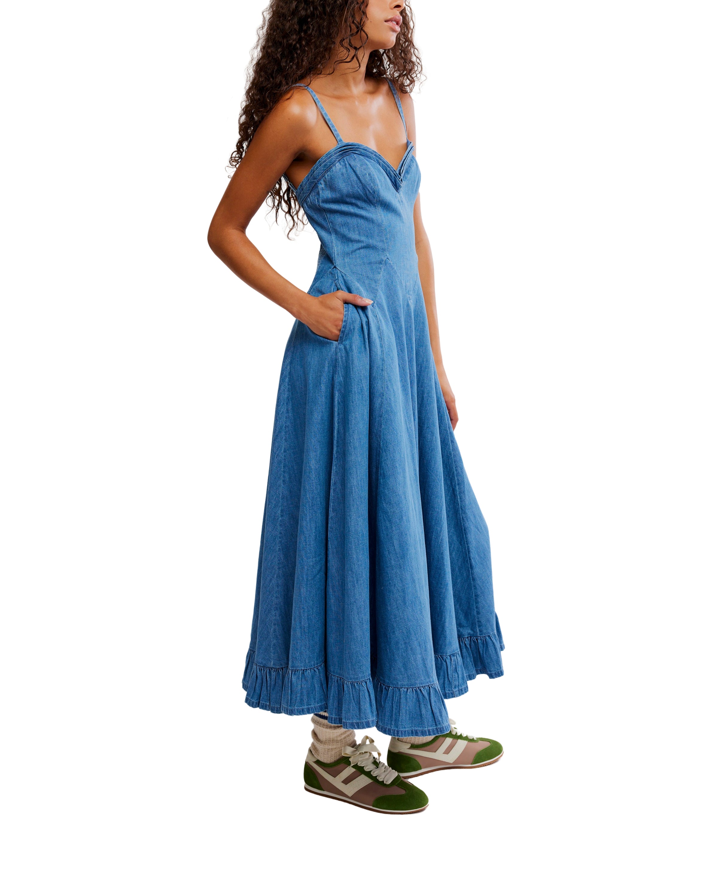 Another Season Denim Midi Dress-Free People-OutDazl