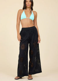 Ocean Eyelet Wide Leg Pant in Black-Surf Gypsy-OutDazl