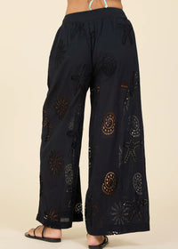 Ocean Eyelet Wide Leg Pant in Black-Surf Gypsy-OutDazl