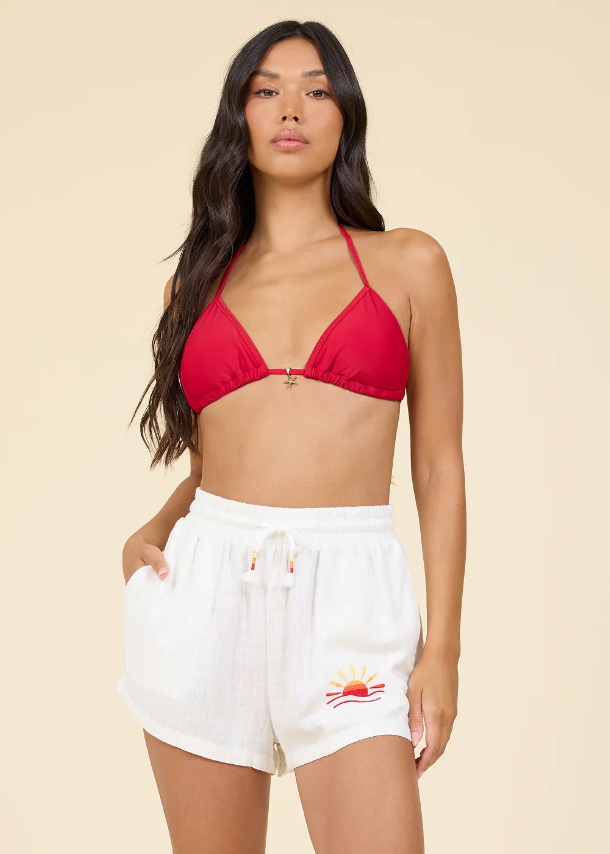 White Ombre Embroidered Short