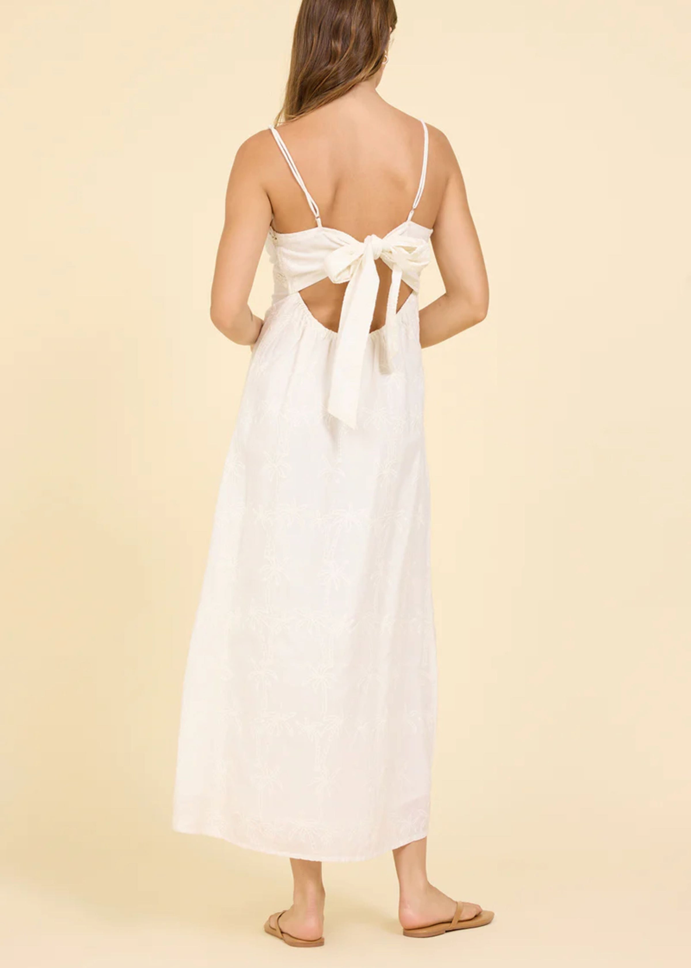 White Palm Eyelet Maxi Dress-Surf Gypsy-OutDazl