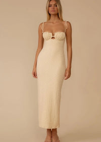 Amalia Texture Petal Long Slip Dress