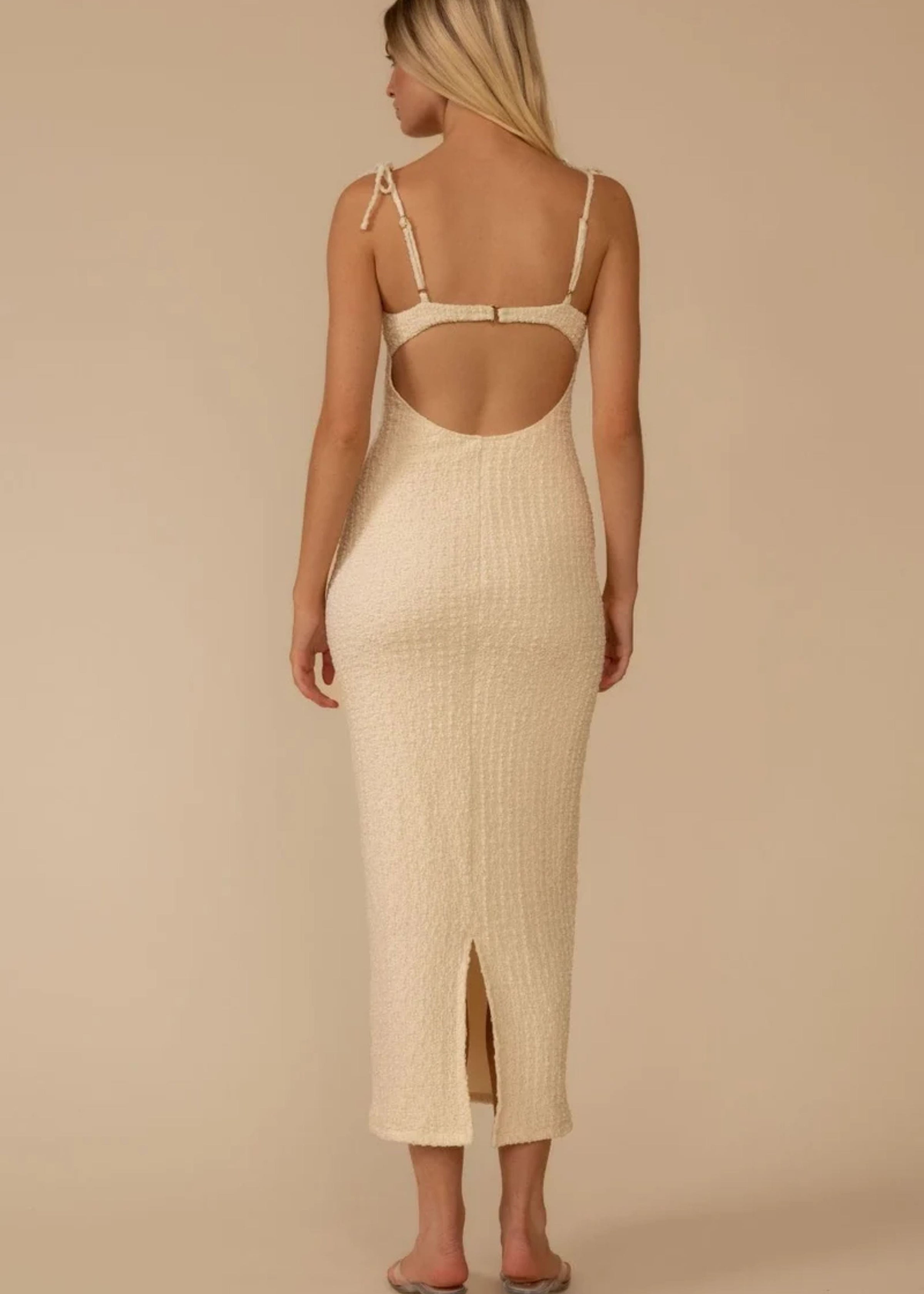 Amalia Texture Petal Long Slip Dress