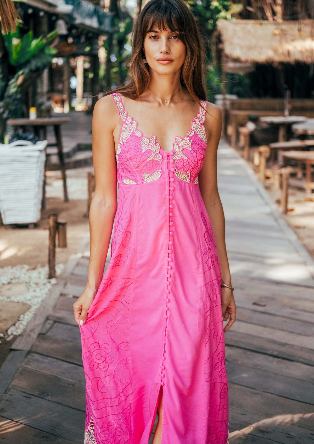 Zaimara | Magenta Maxi Embroidered Dress Florida