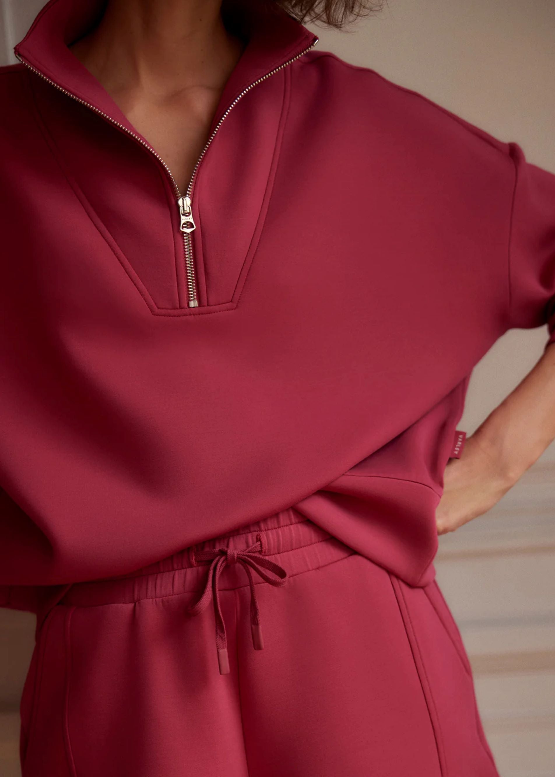 Hawley Half-zip Sweat in Rich Raspberry