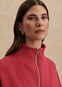 Hawley Half-zip Sweat in Rich Raspberry