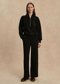 Sally Half Zip Sweat in Black