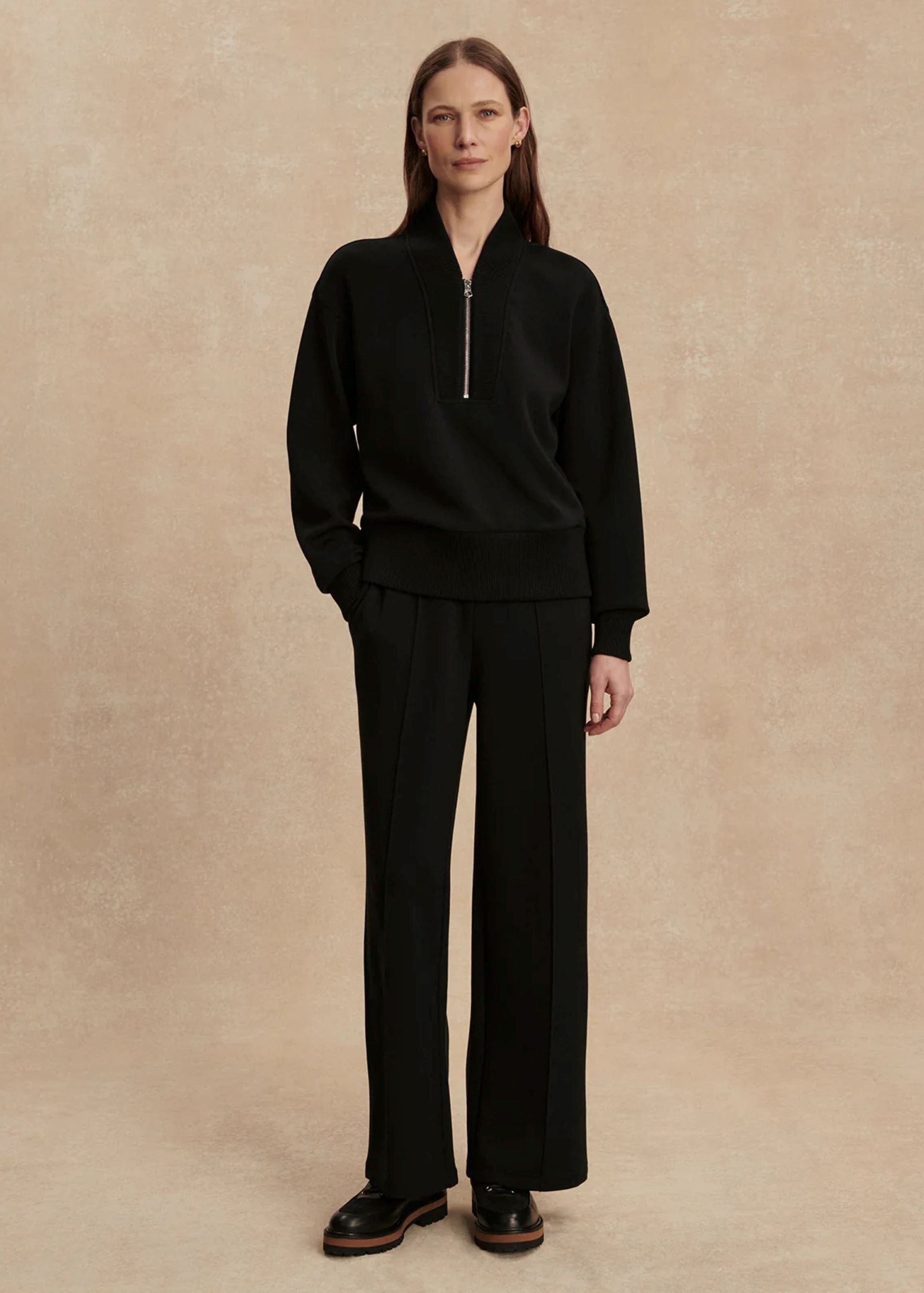 Sally Half Zip Sweat in Black