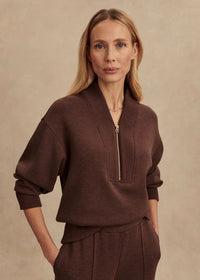 Sally Half Zip Sweat in Coffee Bean Marl