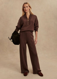 Sally Half Zip Sweat in Coffee Bean Marl