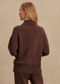 Sally Half Zip Sweat in Coffee Bean Marl