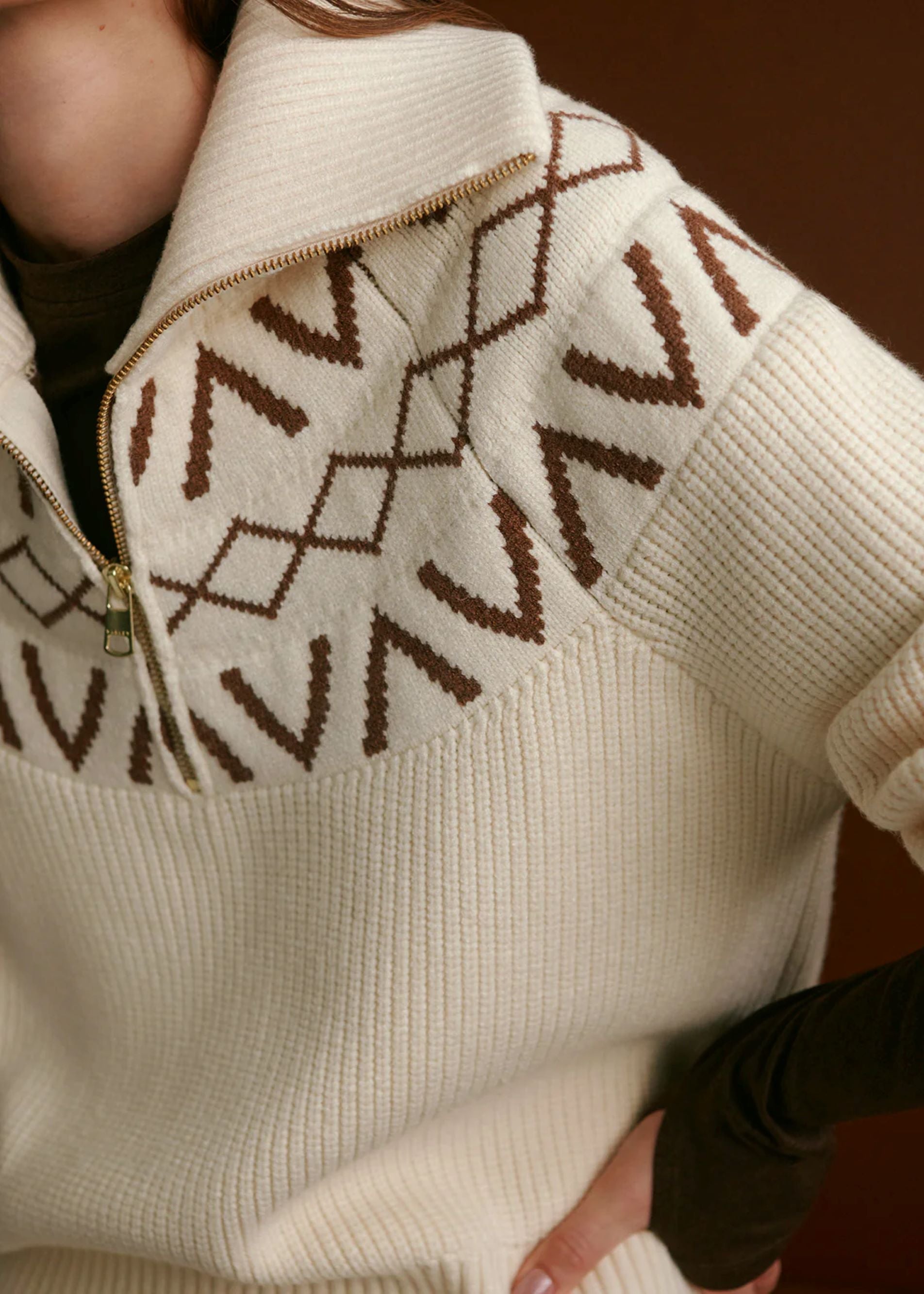 Varley | Marcie Fair Isle Yoke Knit in Red Dahlia – OutDazl