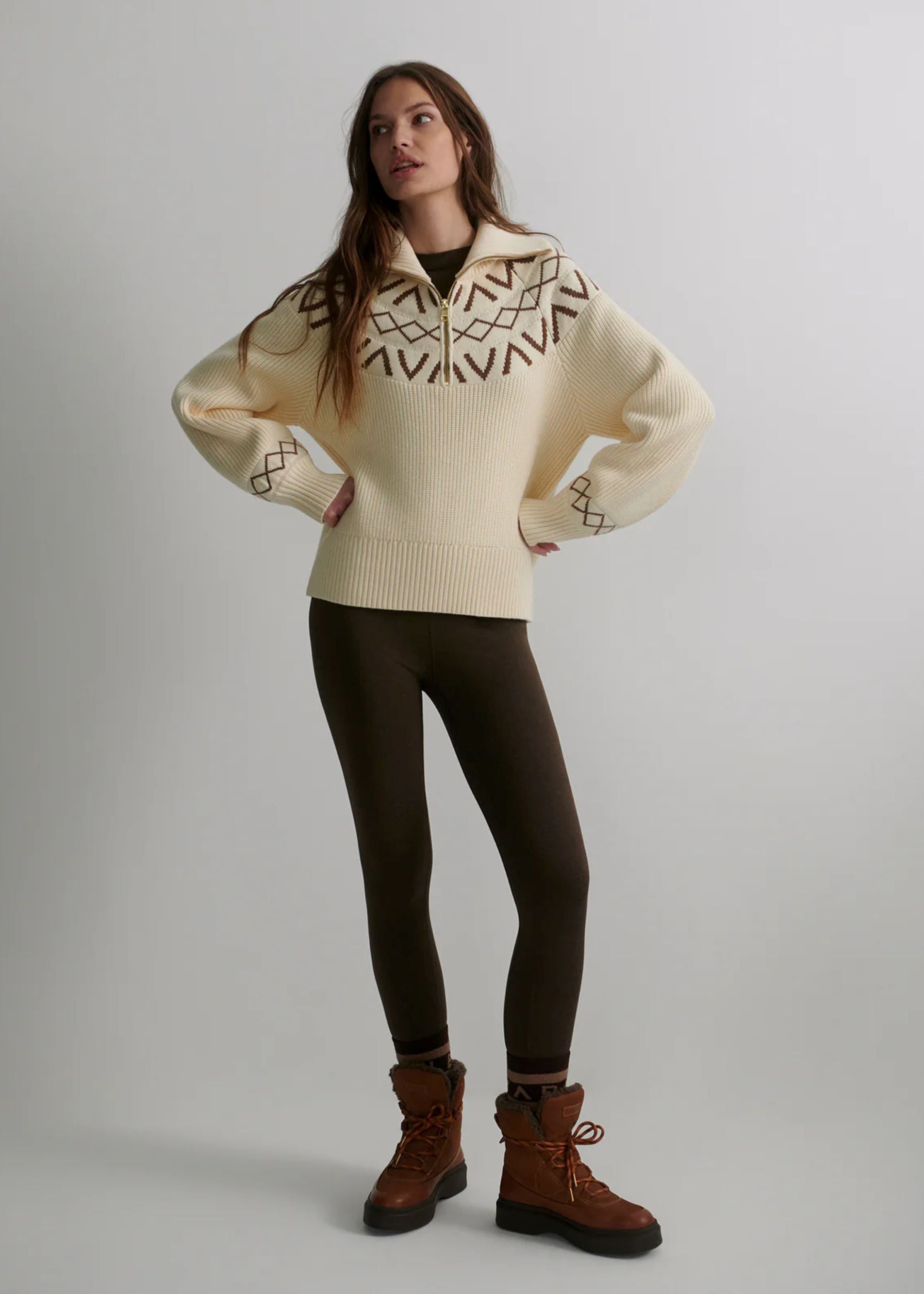 Varley | Marcie Fair Isle Yoke Knit in Red Dahlia – OutDazl