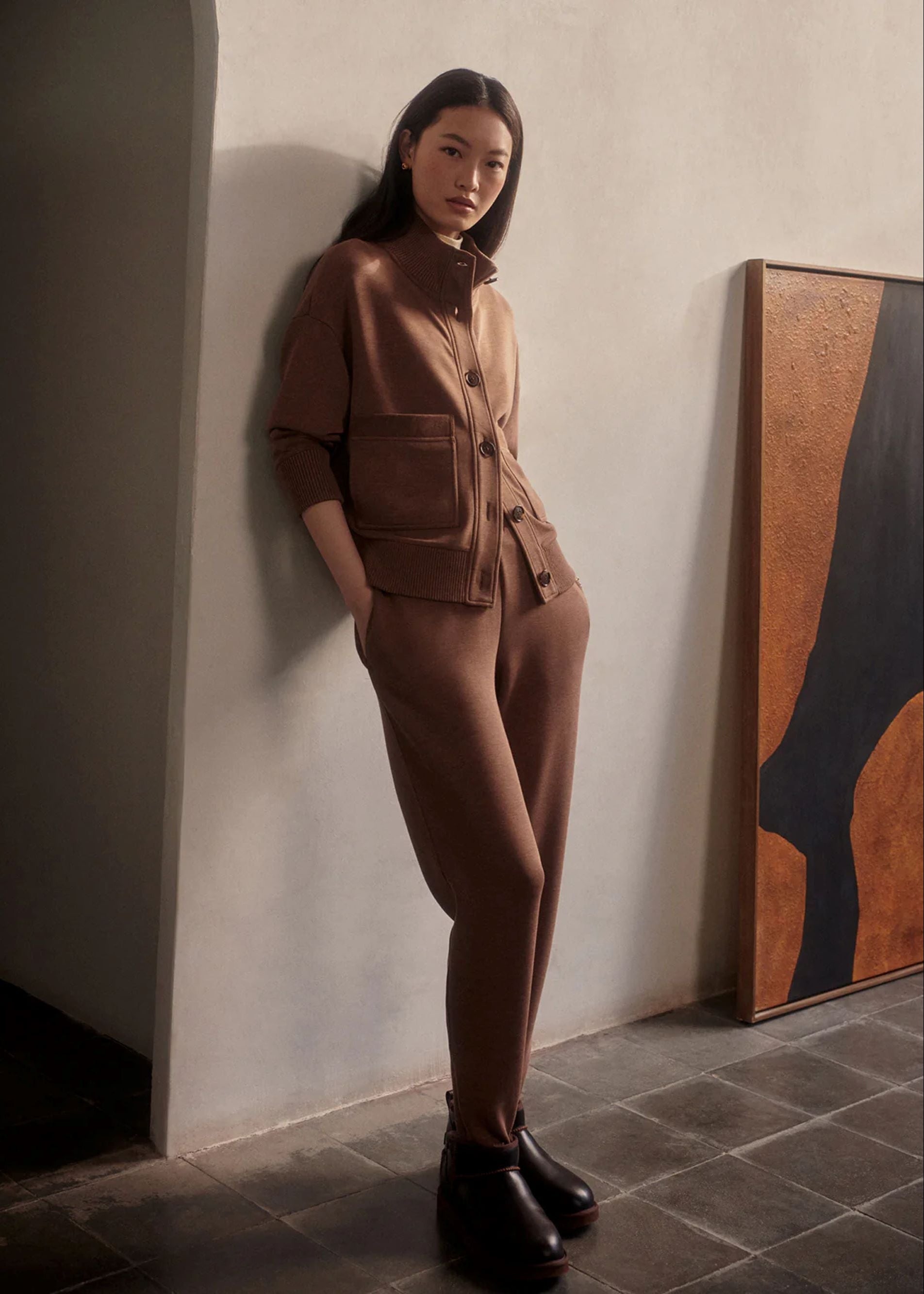 The Slim Zip Hem Pant in Golden Bronze Marl