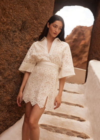 White Eyelet Mini Dress Soidee