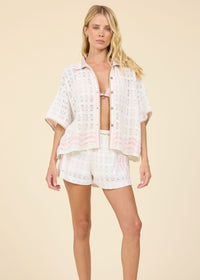 Palm Print Crochet Shirt-Surf Gypsy-OutDazl