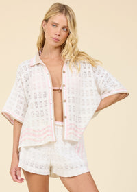 Palm Print Crochet Shirt-Surf Gypsy-OutDazl